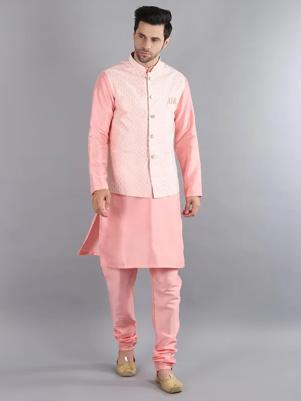 Men's_Silk_Blend_Kurta_Pajama_with_Designer_Ethnic_Nehru_Jacket/Modi_Jacket