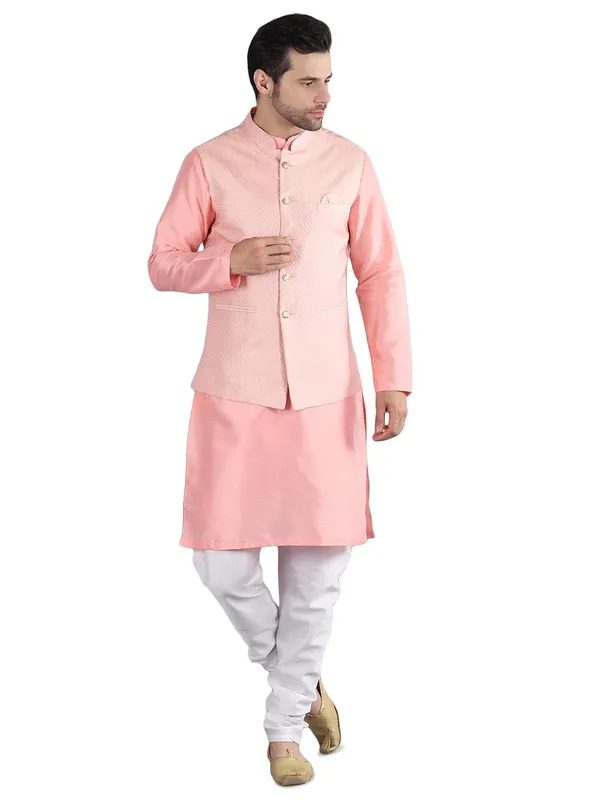 Men's_Silk_Blend_Kurta_Pajama_with_Designer_Ethnic_Nehru_Jacket/Modi_Jacket