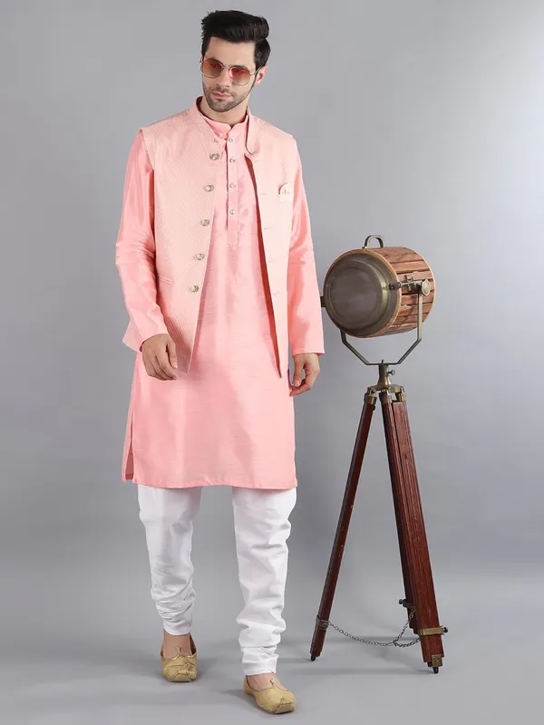 Men's_Silk_Blend_Kurta_Pajama_with_Designer_Ethnic_Nehru_Jacket/Modi_Jacket