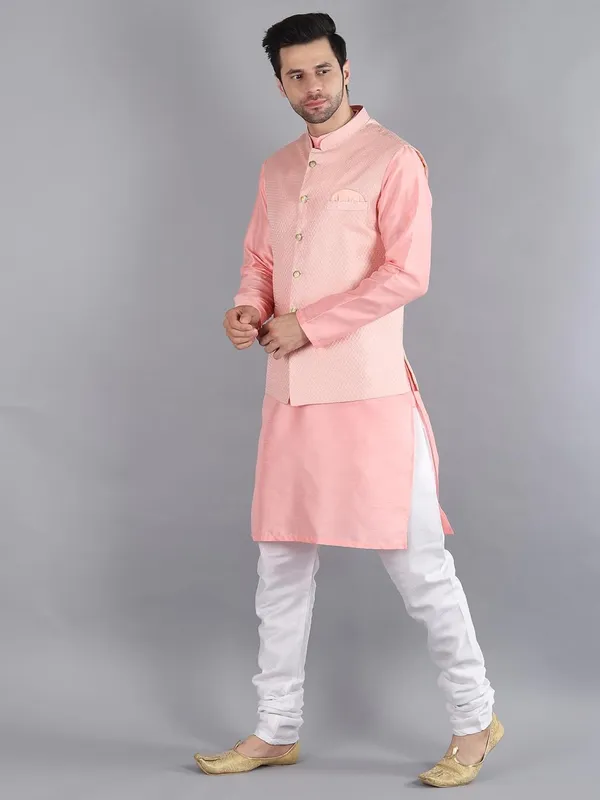 Men's_Silk_Blend_Kurta_Pajama_with_Designer_Ethnic_Nehru_Jacket/Modi_Jacket