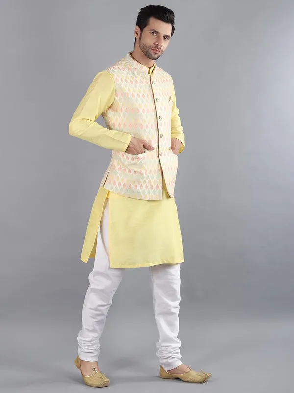 Men's_Silk_Blend_Kurta_Pajama_with_Designer_Ethnic_Nehru_Jacket/Modi_Jacket