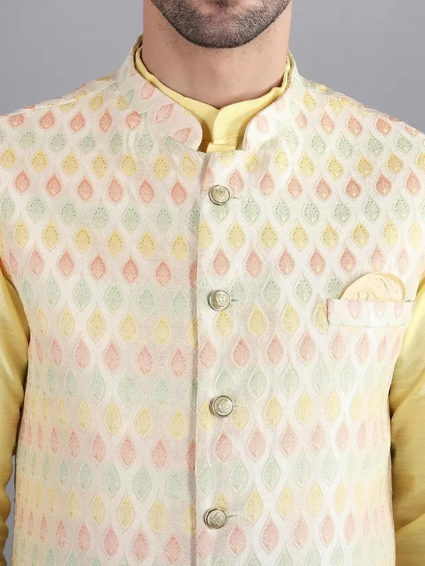 Men's_Silk_Blend_Kurta_Pajama_with_Designer_Ethnic_Nehru_Jacket/Modi_Jacket