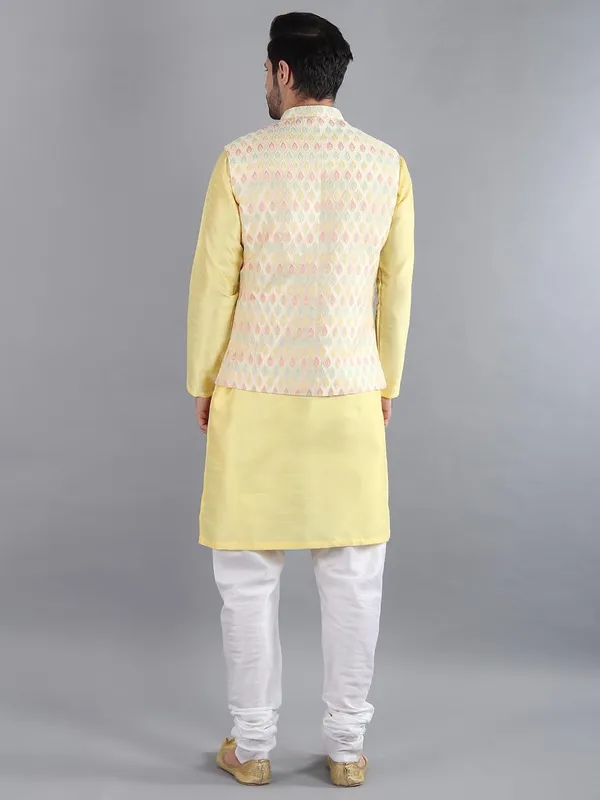 Men's_Silk_Blend_Kurta_Pajama_with_Designer_Ethnic_Nehru_Jacket/Modi_Jacket