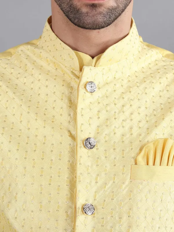 Men's_Silk_Blend_Kurta_Pajama_with_Designer_Ethnic_Nehru_Jacket/Modi_Jacket