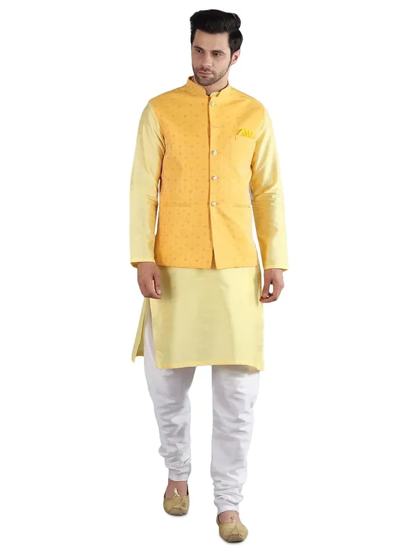 Men's_Silk_Blend_Kurta_Pajama_with_Designer_Ethnic_Nehru_Jacket/Modi_Jacket