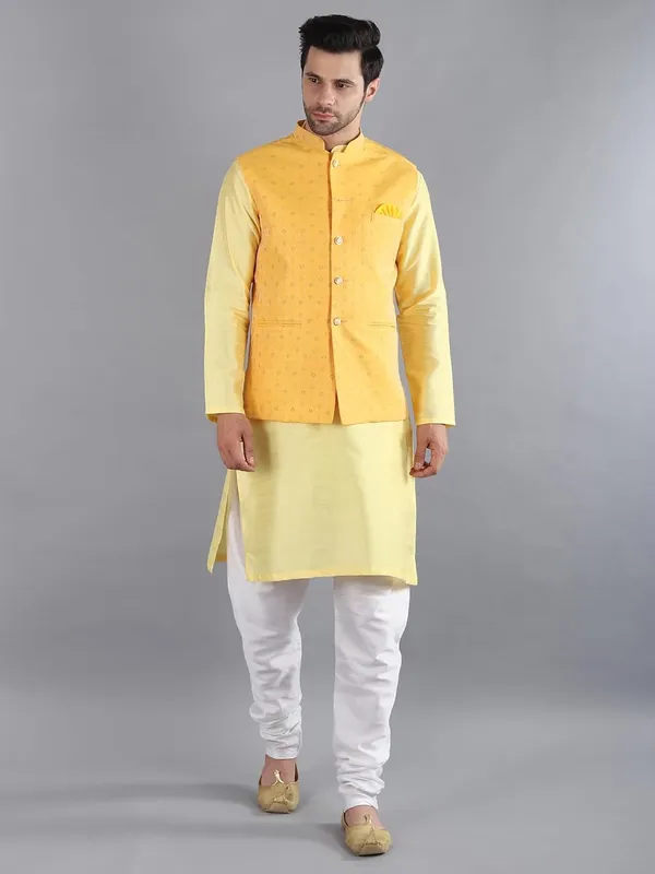 Men's_Silk_Blend_Kurta_Pajama_with_Designer_Ethnic_Nehru_Jacket/Modi_Jacket