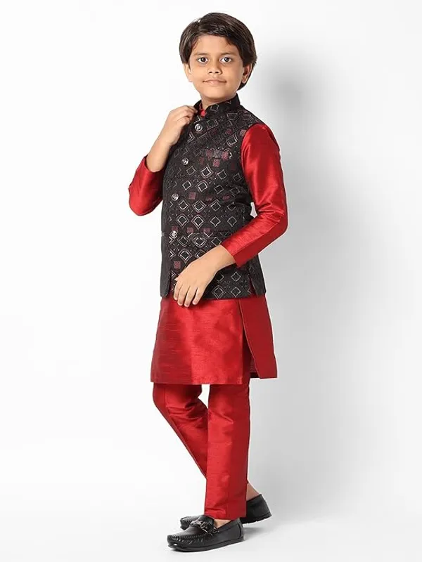 Uri_and_Mackenzie_kid's_Silk_Blend_Kurta_Pant_&_Waistcot_Set