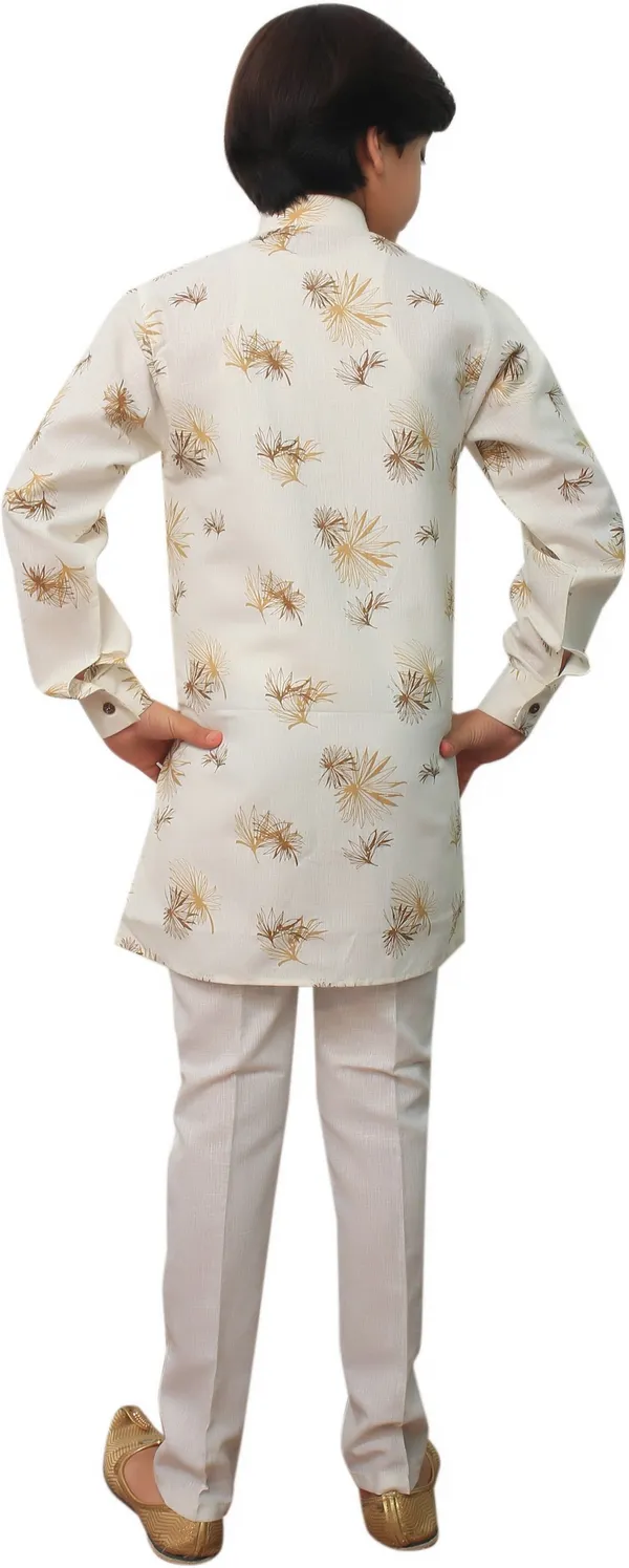 White_Cotton_Blend_Floral_Print_Full_Sleeve_Mandarin_Collar_Kurta_And_Pyjama_Set_For_Boys