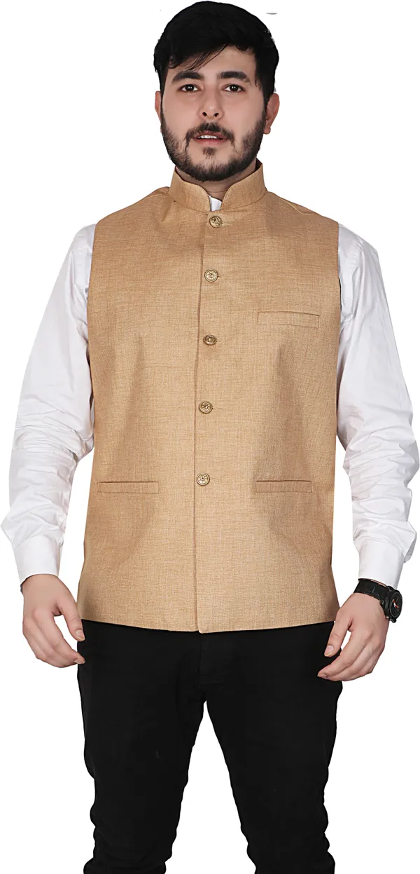 Gold_Cotton_Blend_Solid_Ethnic_Traditional_Fit_Waistcoat_For_Men