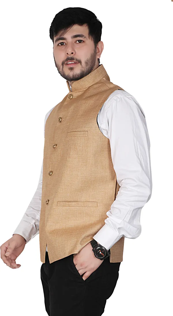 Gold_Cotton_Blend_Solid_Ethnic_Traditional_Fit_Waistcoat_For_Men