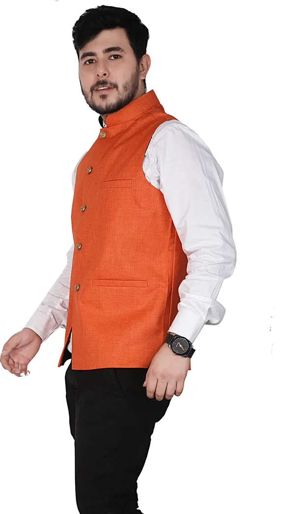 Orange_Cotton_Blend_Solid_Ethnic_Traditional_Fit_Waistcoat_For_Men