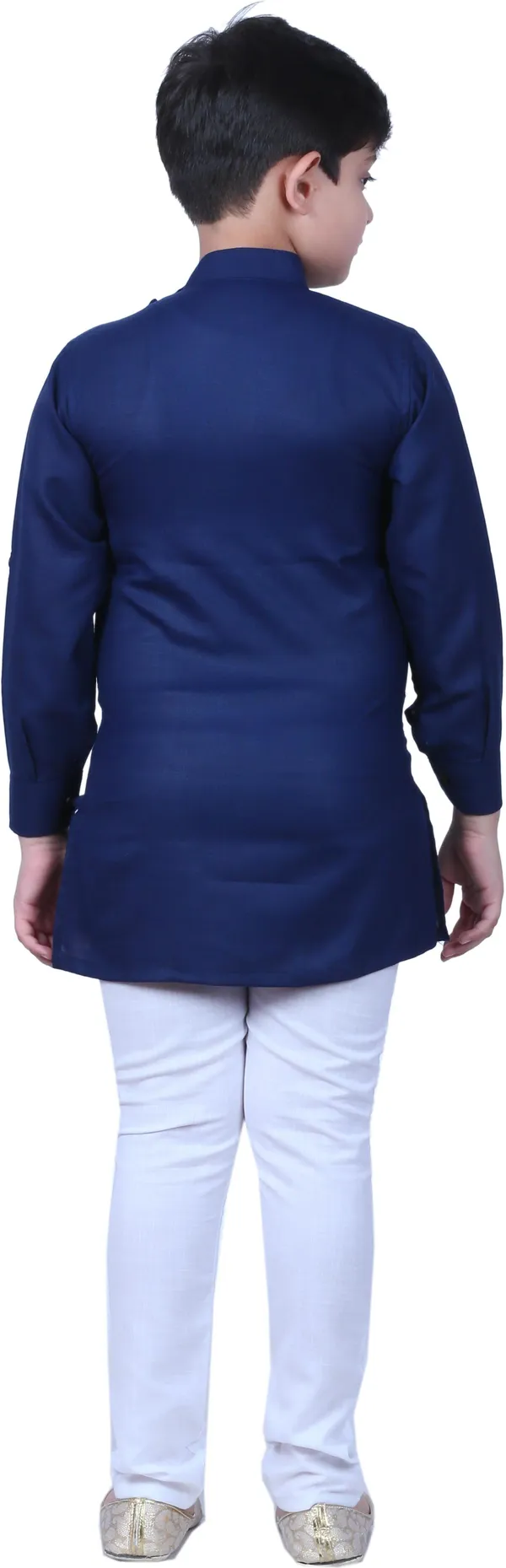 Dark_Blue_Cotton_Blend_Self_Design_Full_Sleeve_Mandarin_Collar_Kurta_And_Pyjama_Set_For_Boys