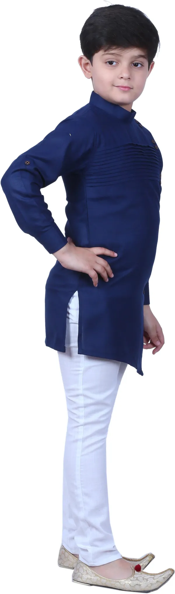 Dark_Blue_Cotton_Blend_Self_Design_Full_Sleeve_Mandarin_Collar_Kurta_And_Pyjama_Set_For_Boys