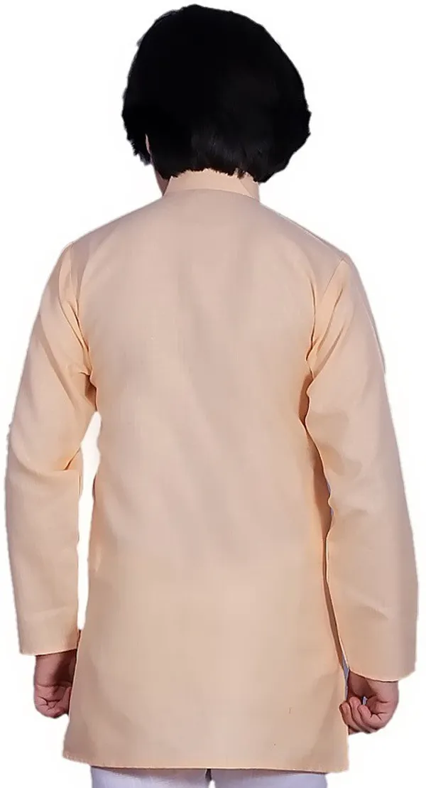 Beige_Cotton_Blend_Straight_Solid_Full_Sleeve_Regular_Kurta_For_Boys