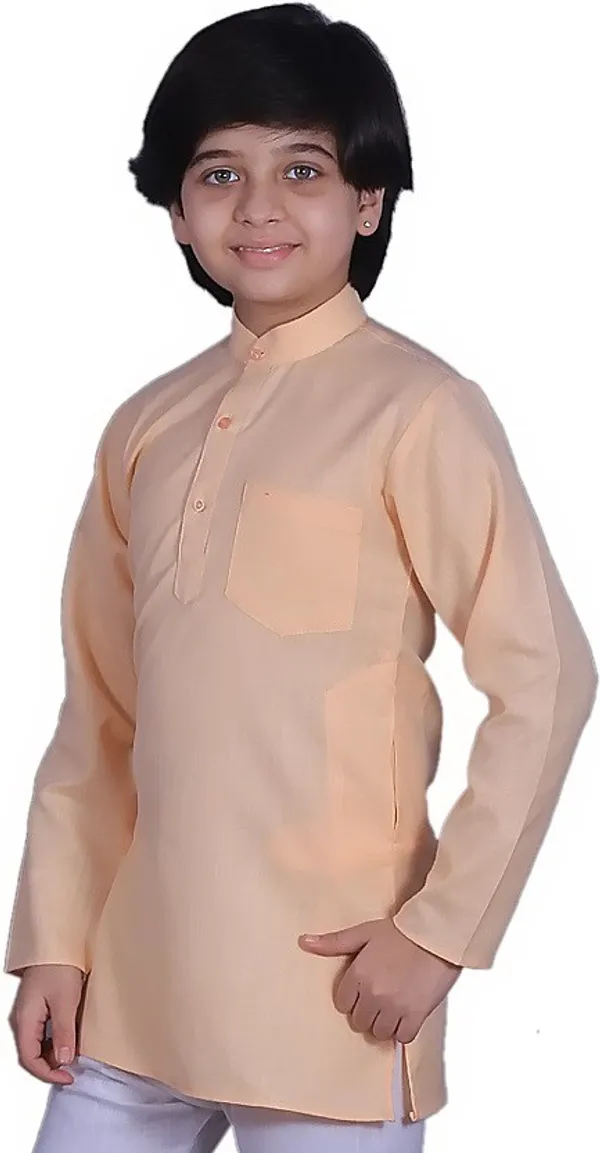 Beige_Cotton_Blend_Straight_Solid_Full_Sleeve_Regular_Kurta_For_Boys