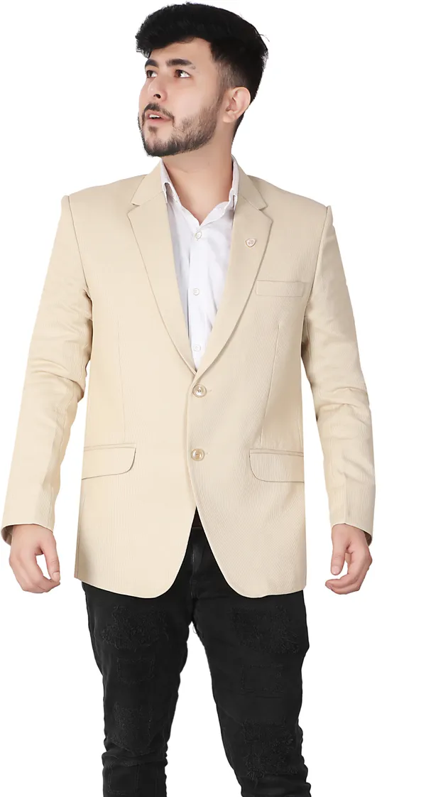 Beige_Solid_Single_Breasted_Casual_Blazer_For_Men