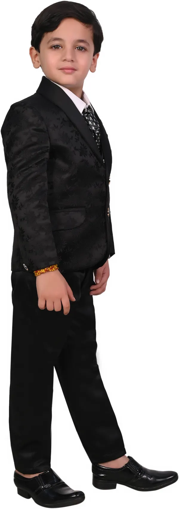 Black_Satin_Designer_Printed_Jackyard_Printed_5_Piece_Coat_Pant_Set_For_Kids_Boys