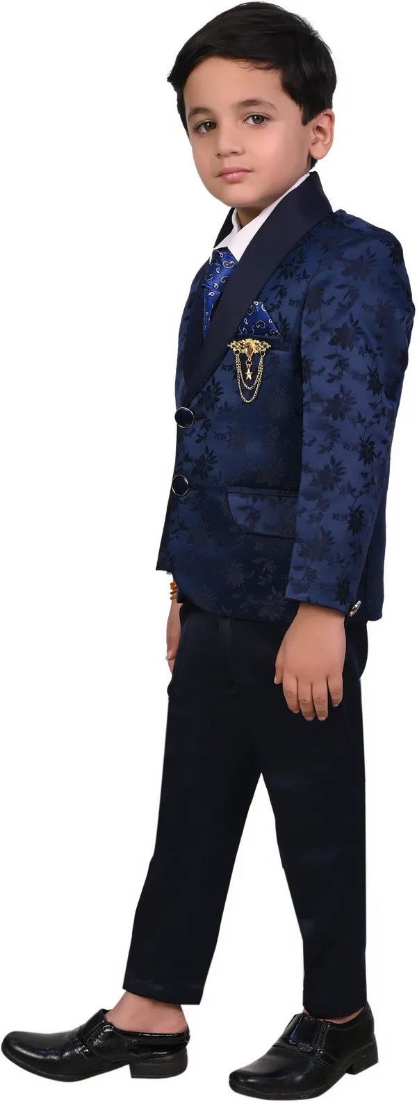 Dark_Blue_Satin_Designer_Printed_Jackyard_Printed_5_Piece_Coat_Pant_Set_For_Kids_Boys
