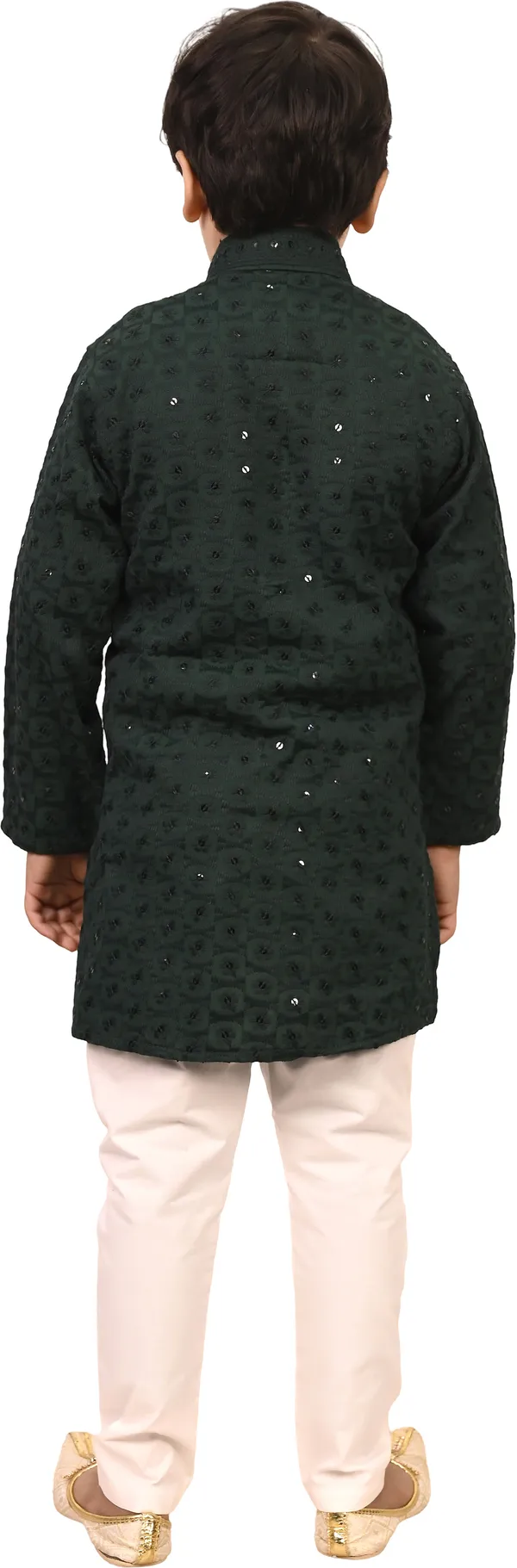 Dark_Green_Cotton_Blend_Embroidered_Festive_&_Party_Kurta_And_Pyjama_Set_For_Kids_Boys