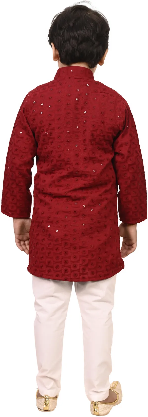 Red_Cotton_Blend_Embroidered_Festive_&_Party_Kurta_And_Pyjama_Set_For_Kids_Boys