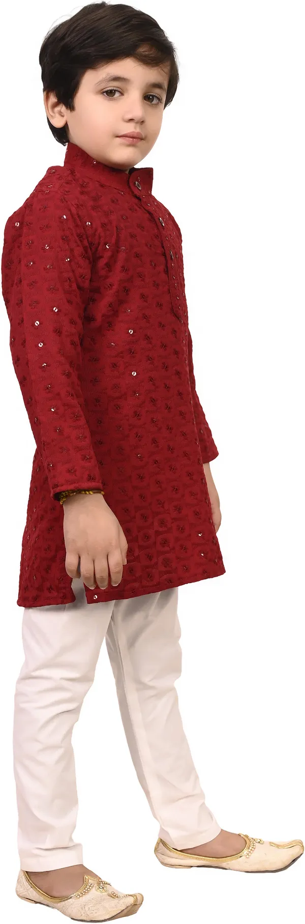 Red_Cotton_Blend_Embroidered_Festive_&_Party_Kurta_And_Pyjama_Set_For_Kids_Boys