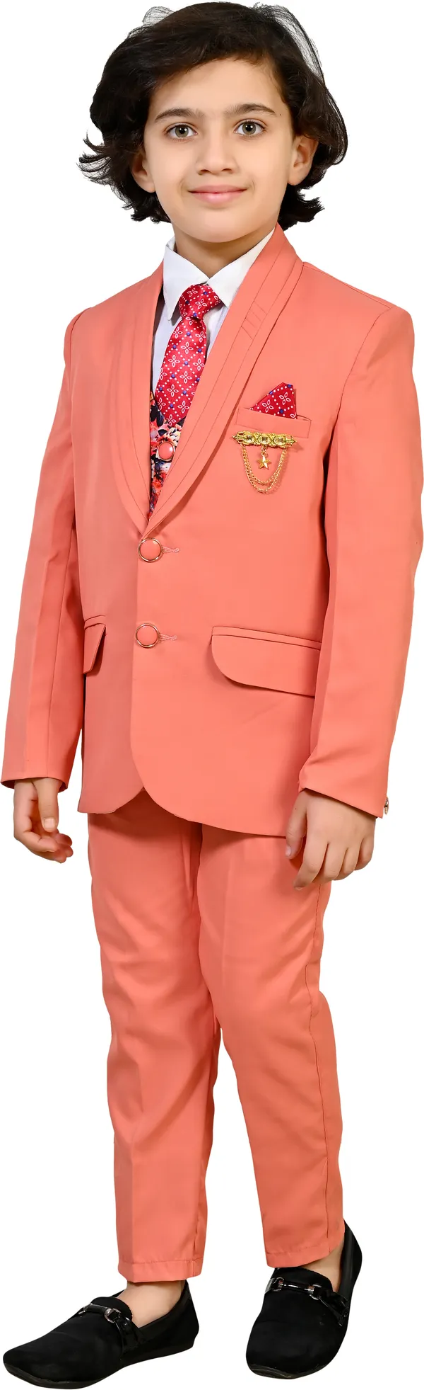 Orange_Polyester_Solid_Regular_Fit_5_Piece_Kids_Suit_-_Coat,Pant,Shirt,Tie_And_Waistcoat_For_Boys