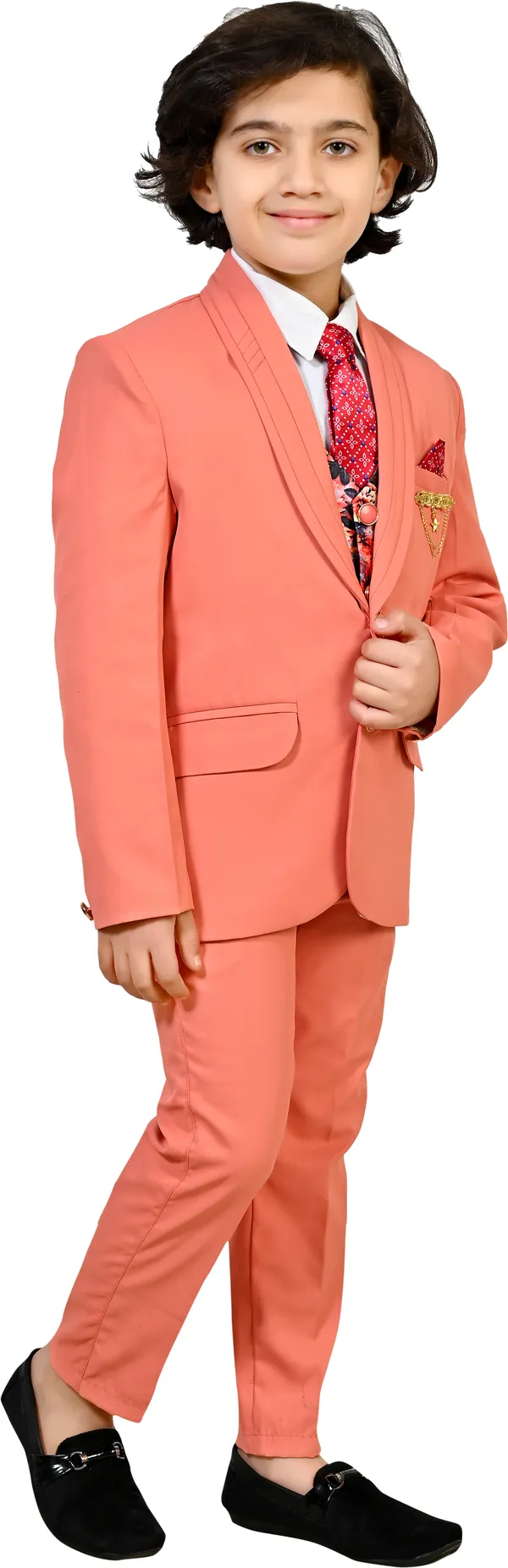 Orange_Polyester_Solid_Regular_Fit_5_Piece_Kids_Suit_-_Coat,Pant,Shirt,Tie_And_Waistcoat_For_Boys