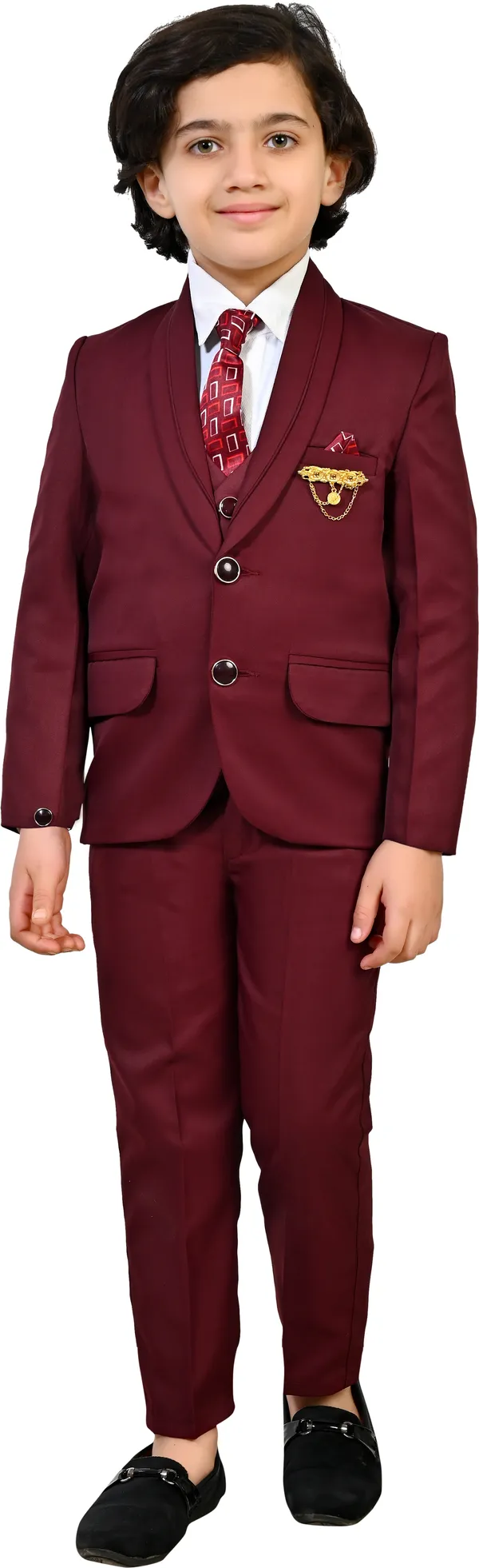 Maroon_Polyester_Solid_Regular_Fit_5_Piece_Kids_Suit_-_Coat,Pant,Shirt,Tie_And_Waistcoat_For_Boys