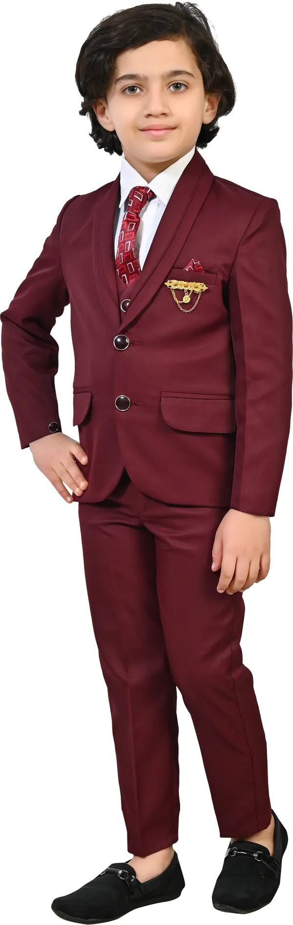 Maroon_Polyester_Solid_Regular_Fit_5_Piece_Kids_Suit_-_Coat,Pant,Shirt,Tie_And_Waistcoat_For_Boys