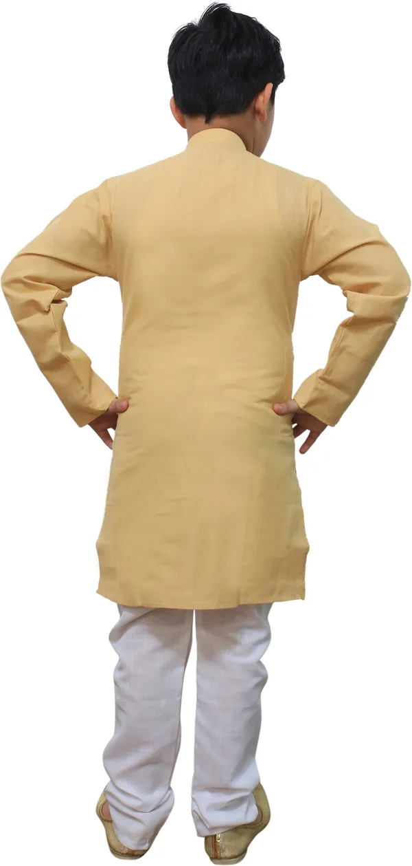Beige_Cotton_Blend_Solid_Full_Sleeve_Mandarin_Collar_Kurta_And_Pyjama_Set_For_Baby_Boys
