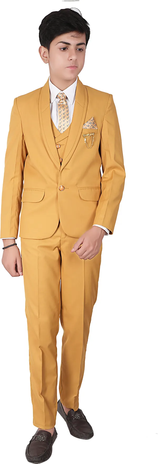 Green_Polyester_Solid_Regular_Fit_5_Piece_Coat_Pant_Suit_Set_For_Boys