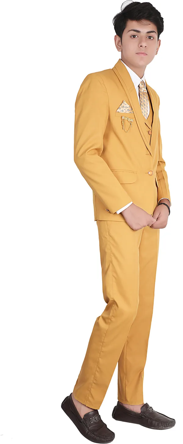 Green_Polyester_Solid_Regular_Fit_5_Piece_Coat_Pant_Suit_Set_For_Boys