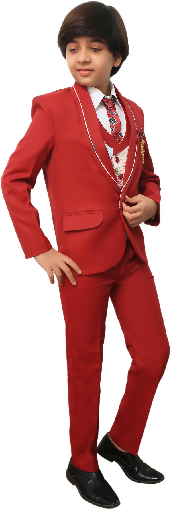 Red_Polyester_Solid_Regular_Fit_5_Piece_Coat_Suit_For_Boys