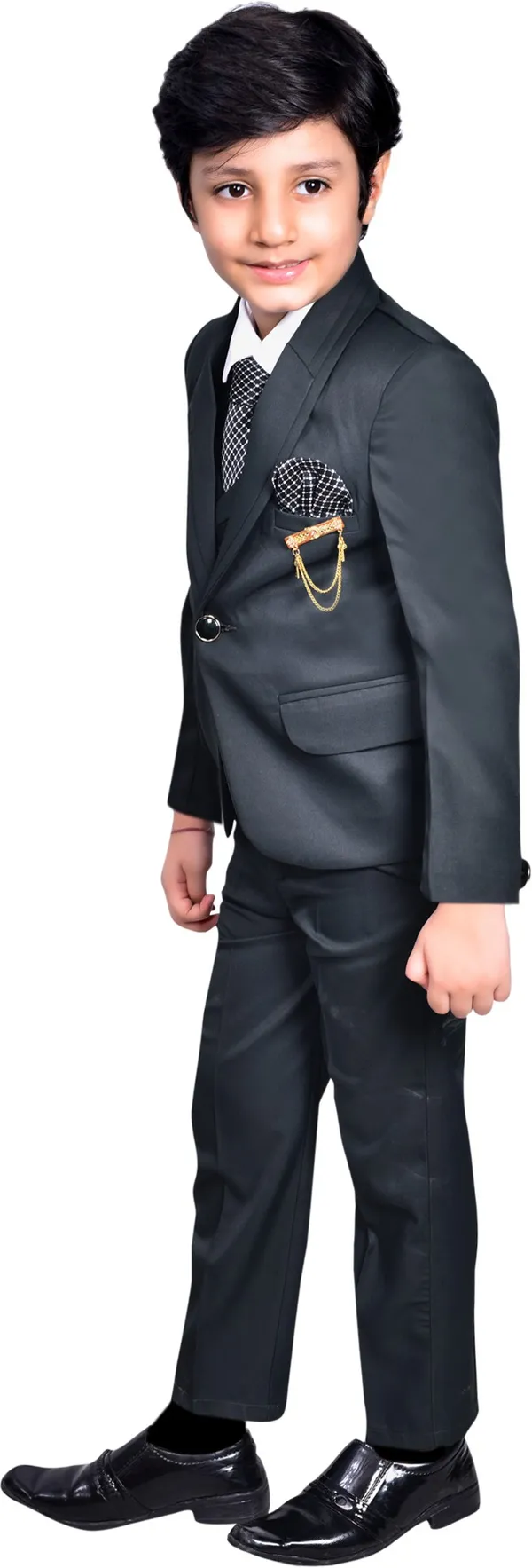 Dark_Green_Polyester_Solid_Regular_Fit_5_Piece_Coat_Suit_For_Boys