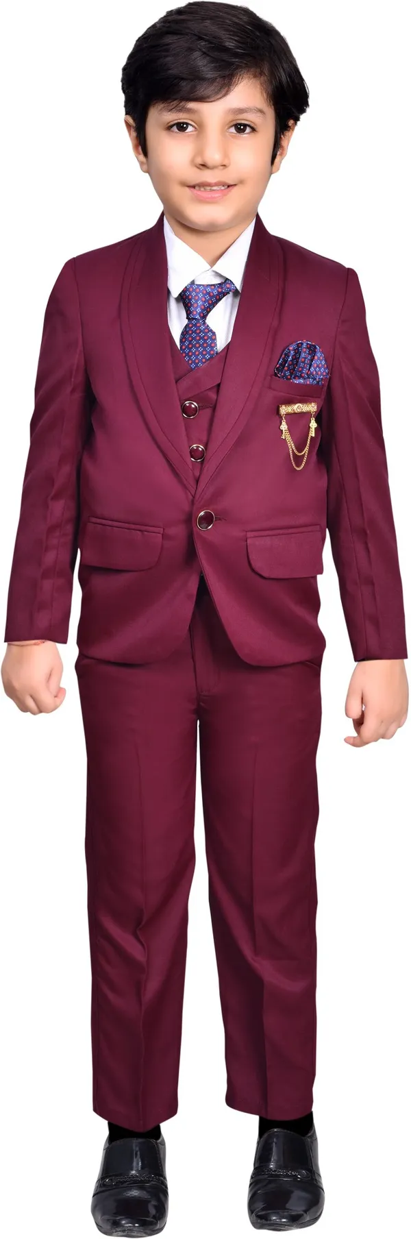 Maroon_Polyester_Solid_Regular_Fit_5_Piece_Coat_Suit_For_Boys