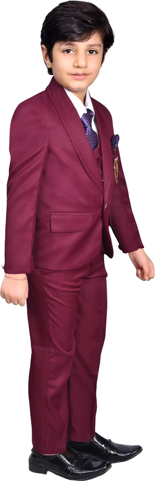 Maroon_Polyester_Solid_Regular_Fit_5_Piece_Coat_Suit_For_Boys