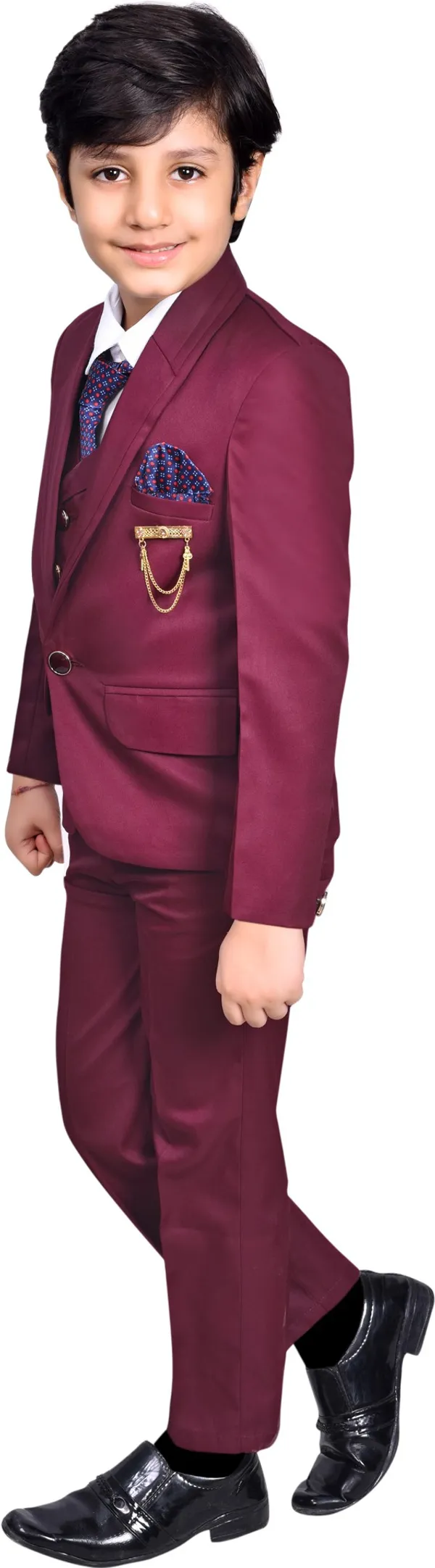 Maroon_Polyester_Solid_Regular_Fit_5_Piece_Coat_Suit_For_Boys