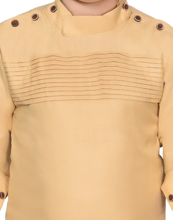Beige_Cotton_Blend_Solid_Full_Sleeve_Mandarin_Collar_Kurta_And_Pyjama_Set_For_Baby_Boys