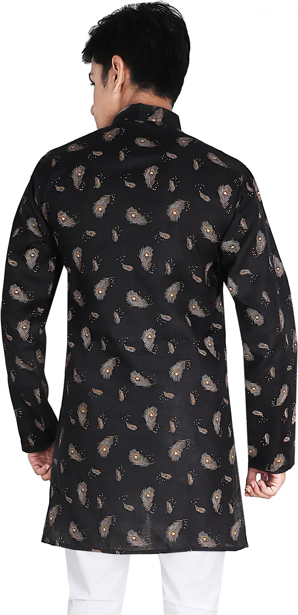 Black_Pure_Cotton_Straight_Printed_Full_Sleeve_Regular_Kurta_For_Boys
