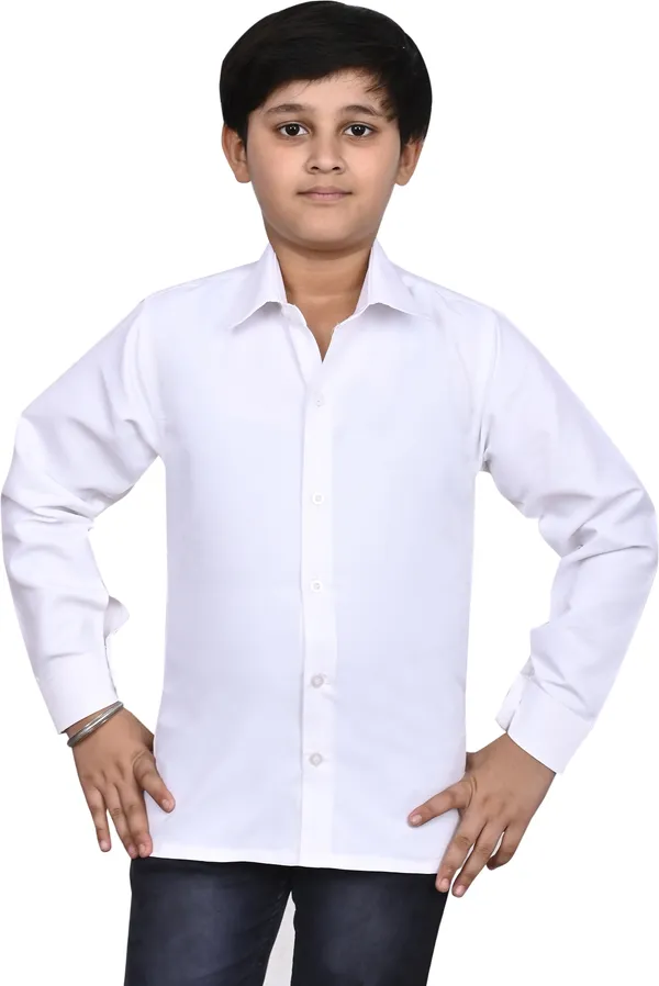 White_Cotton_Blend_Solid_Full_Sleeve_Casual_Hip_Length_Shirt_For_Boys