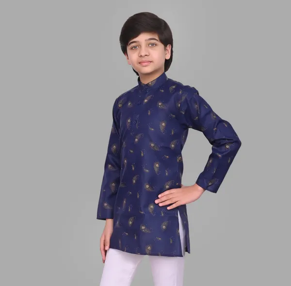 Dark_Blue_Pure_Cotton_Straight_Printed_Full_Sleeve_Regular_Kurta_For_Boys