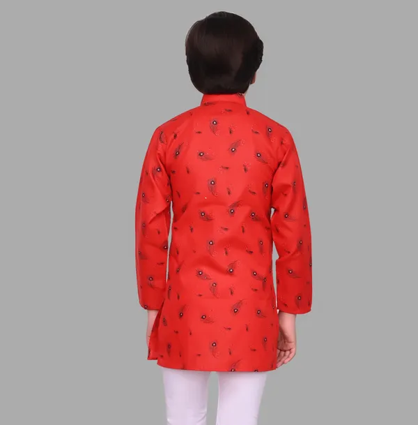 Red_Pure_Cotton_Straight_Printed_Full_Sleeve_Regular_Kurta_For_Boys