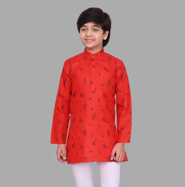 Red_Pure_Cotton_Straight_Printed_Full_Sleeve_Regular_Kurta_For_Boys