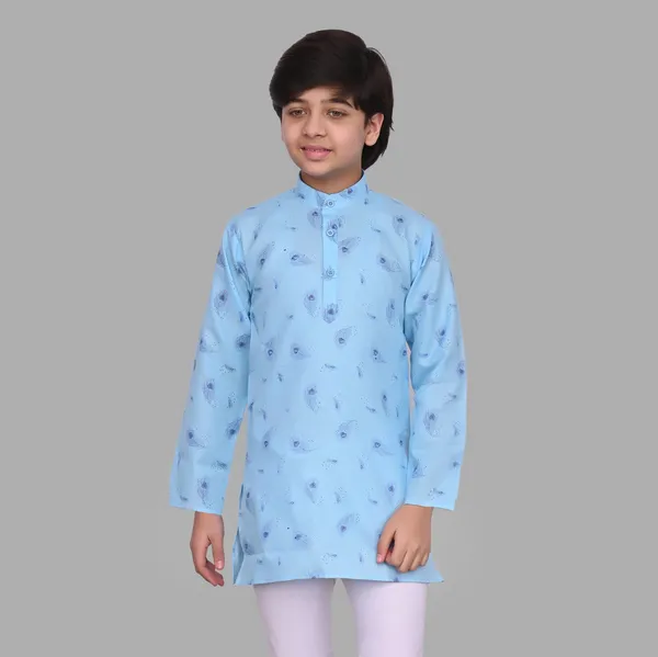 Light_Blue_Pure_Cotton_Straight_Printed_Full_Sleeve_Regular_Kurta_For_Boys