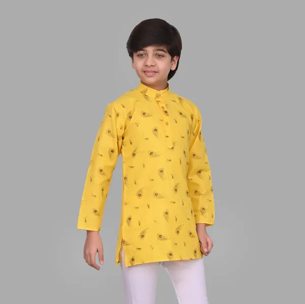 Yellow_Pure_Cotton_Straight_Printed_Full_Sleeve_Regular_Kurta_For_Boys