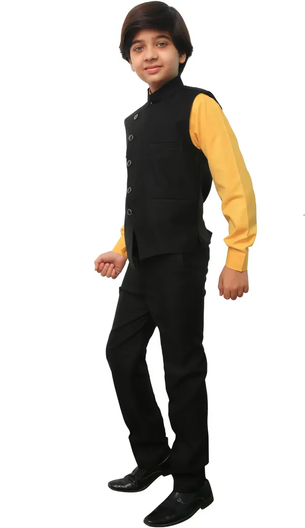 Dark_Green_Cotton_Blend_Casual_Solid_Full_Sleeve_Waistcoat_&_Pant_For_Boys