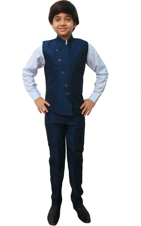 Cotton_Blend_Casual_Solid_Full_Sleeve_Waistcoat_&_Pant_For_Boys
