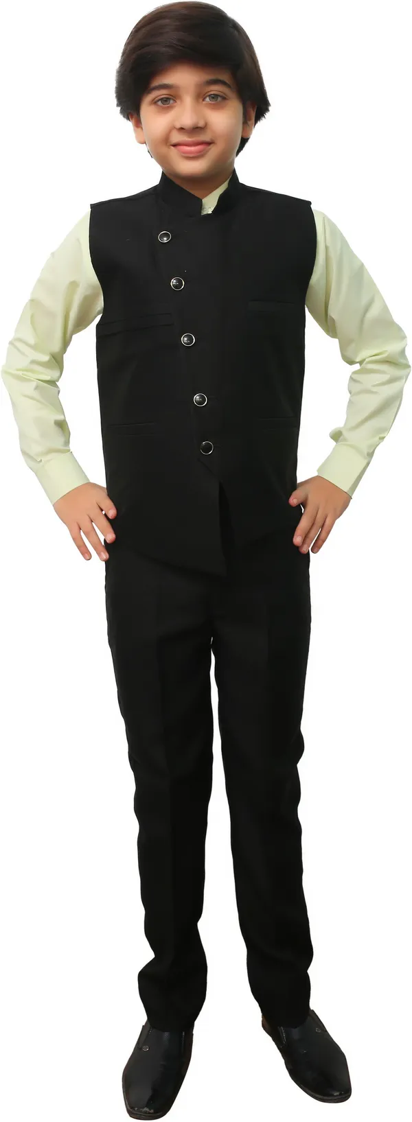 Dark_Green_Cotton_Blend_Casual_Solid_Full_Sleeve_Waistcoat_&_Pant_For_Boys