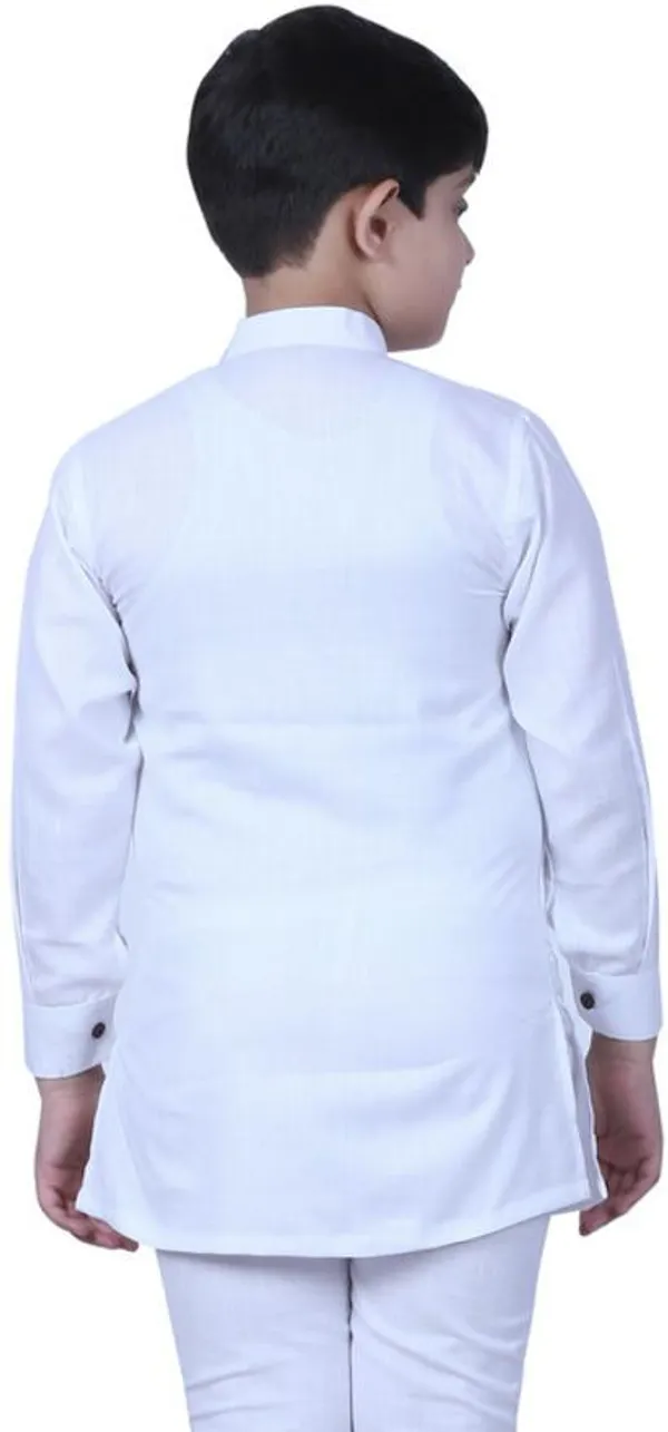 White_Cotton_Blend_Straight_Solid_Full_Sleeve_Regular_Fit_Kurta_For_Boys