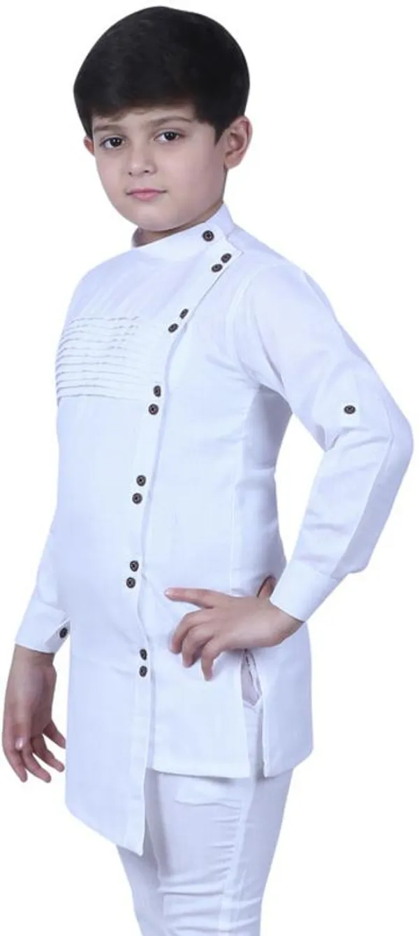 White_Cotton_Blend_Straight_Solid_Full_Sleeve_Regular_Fit_Kurta_For_Boys